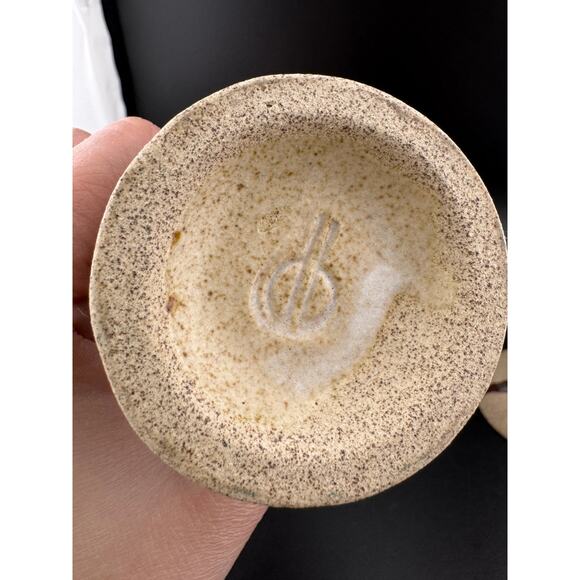 Pair of Handmade Glazed Pottery Wine Goblets - Picture 6 of 7